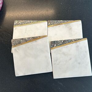 nwt White marble coasters with gold and mother of pearl agate set of 4
